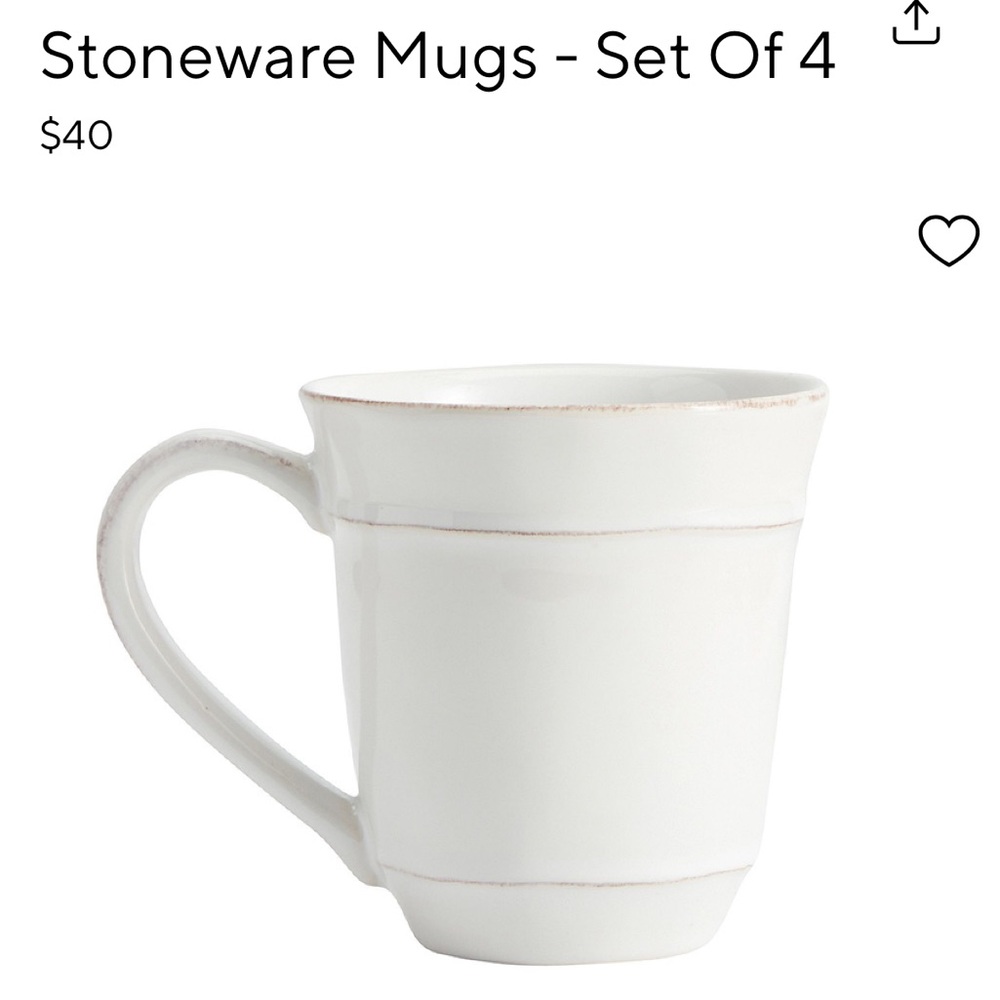 POTTERY BARN CAMBRIA Stoneware Stone White Ivory Coffee Tea Mugs Portugal (4)